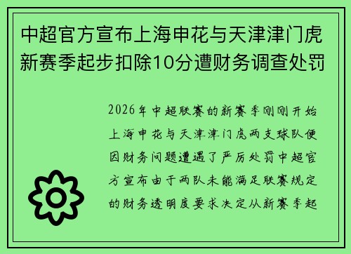 中超官方宣布上海申花与天津津门虎新赛季起步扣除10分遭财务调查处罚 中超官方宣布上海申花与天津津门虎新赛季起步扣除10分遭财务调查处罚